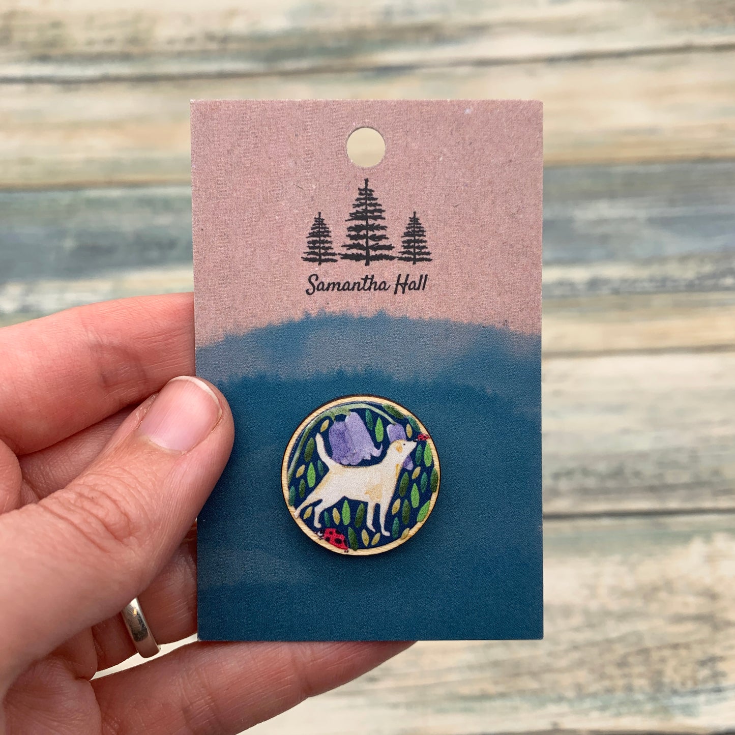 Golden Labrador Wooden Pin