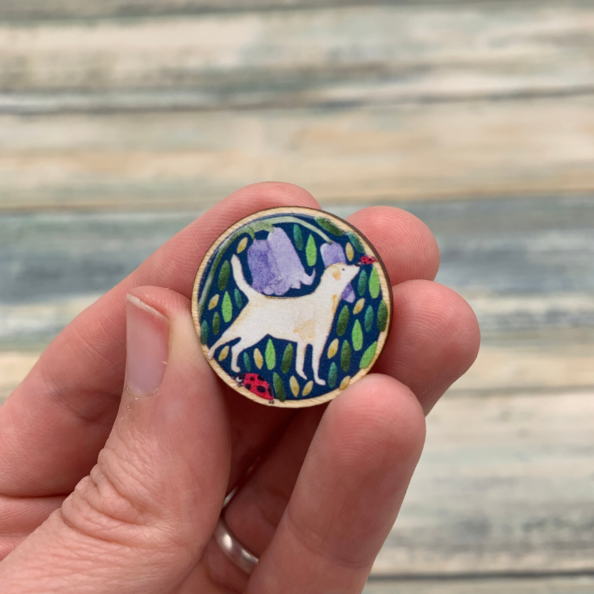 Golden Labrador Wooden Pin