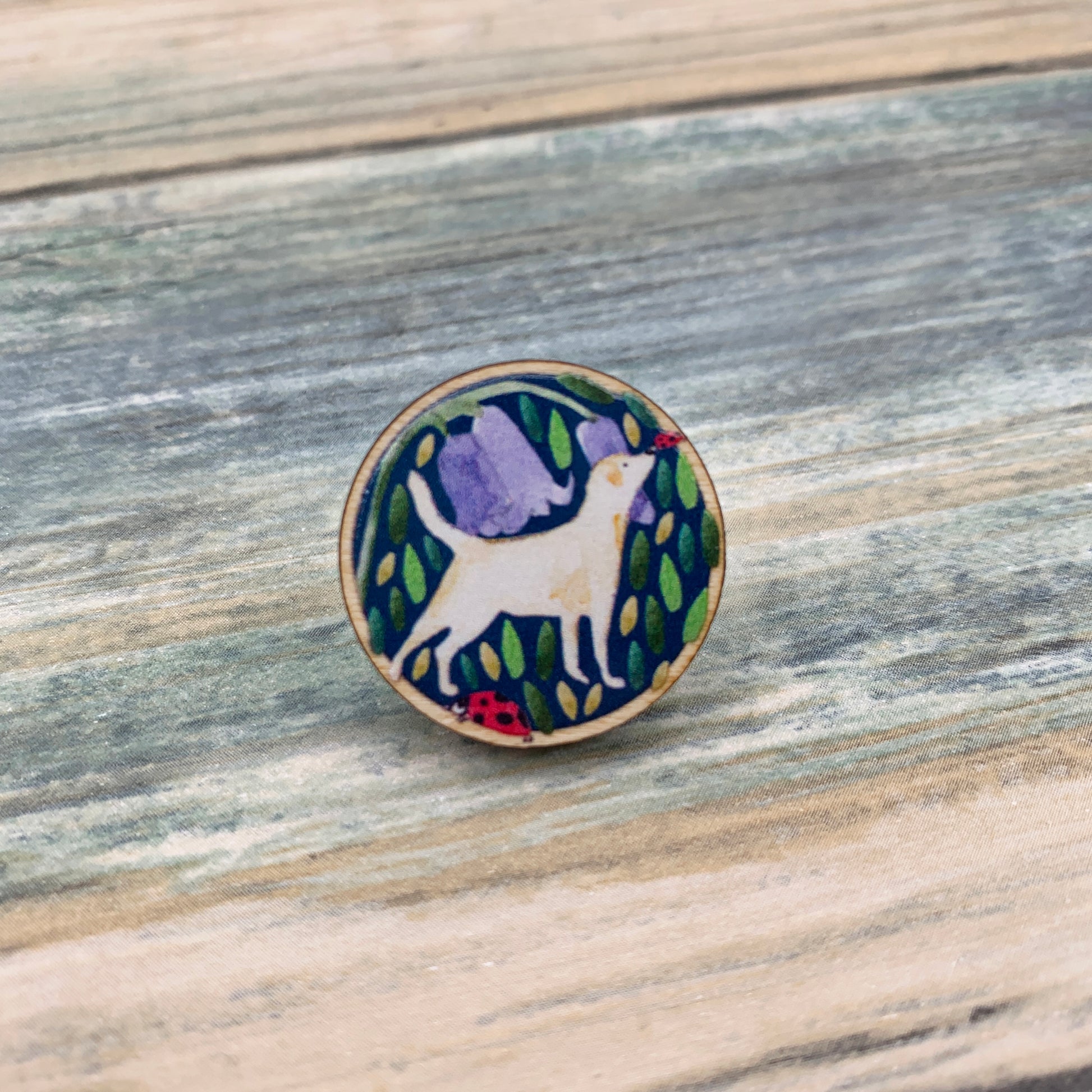 Golden Labrador Wooden Pin