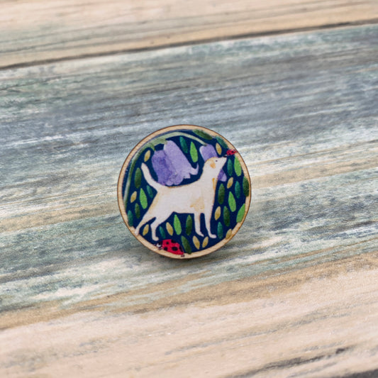 Golden Labrador Wooden Pin