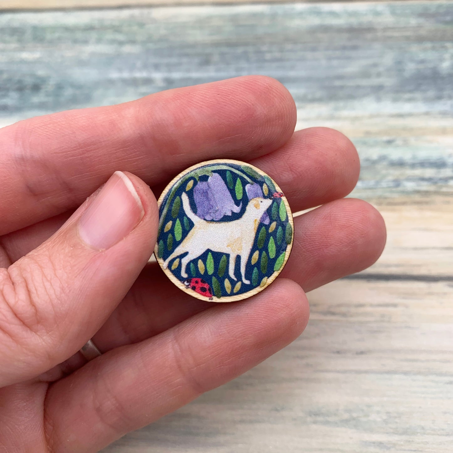 Golden Labrador Wooden Pin