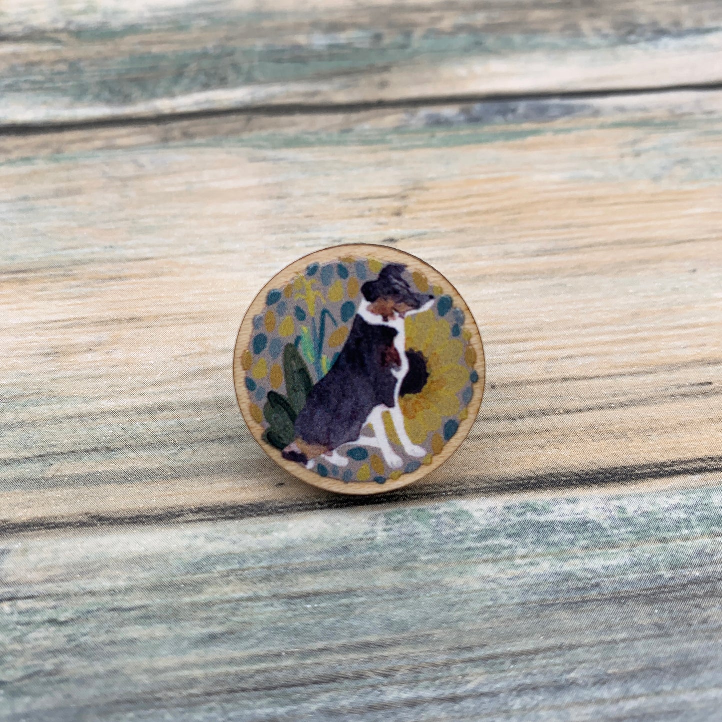 Border Collie Wooden Pin