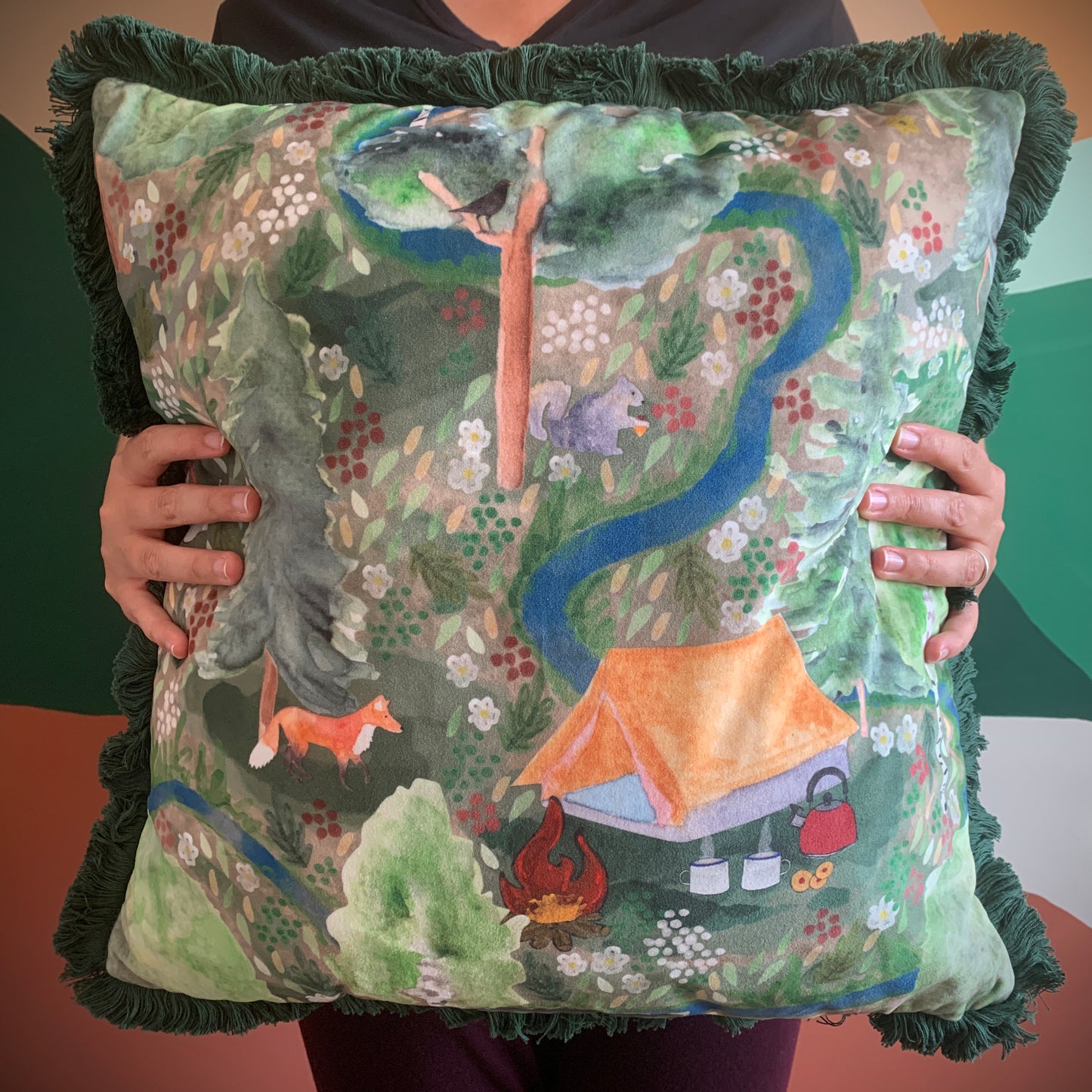Wild Camping Velvet Cushion