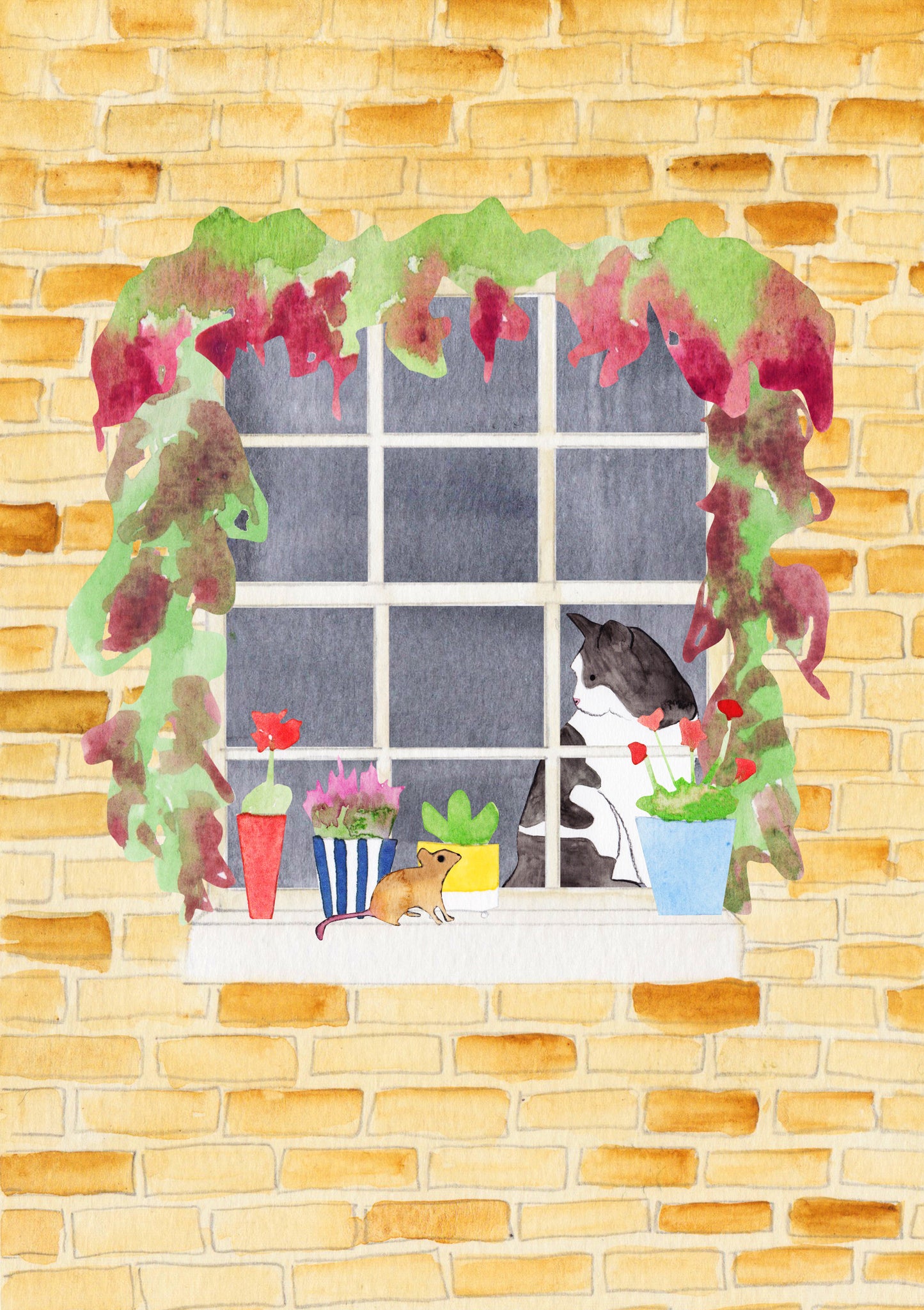 Cat and mouse greeting card