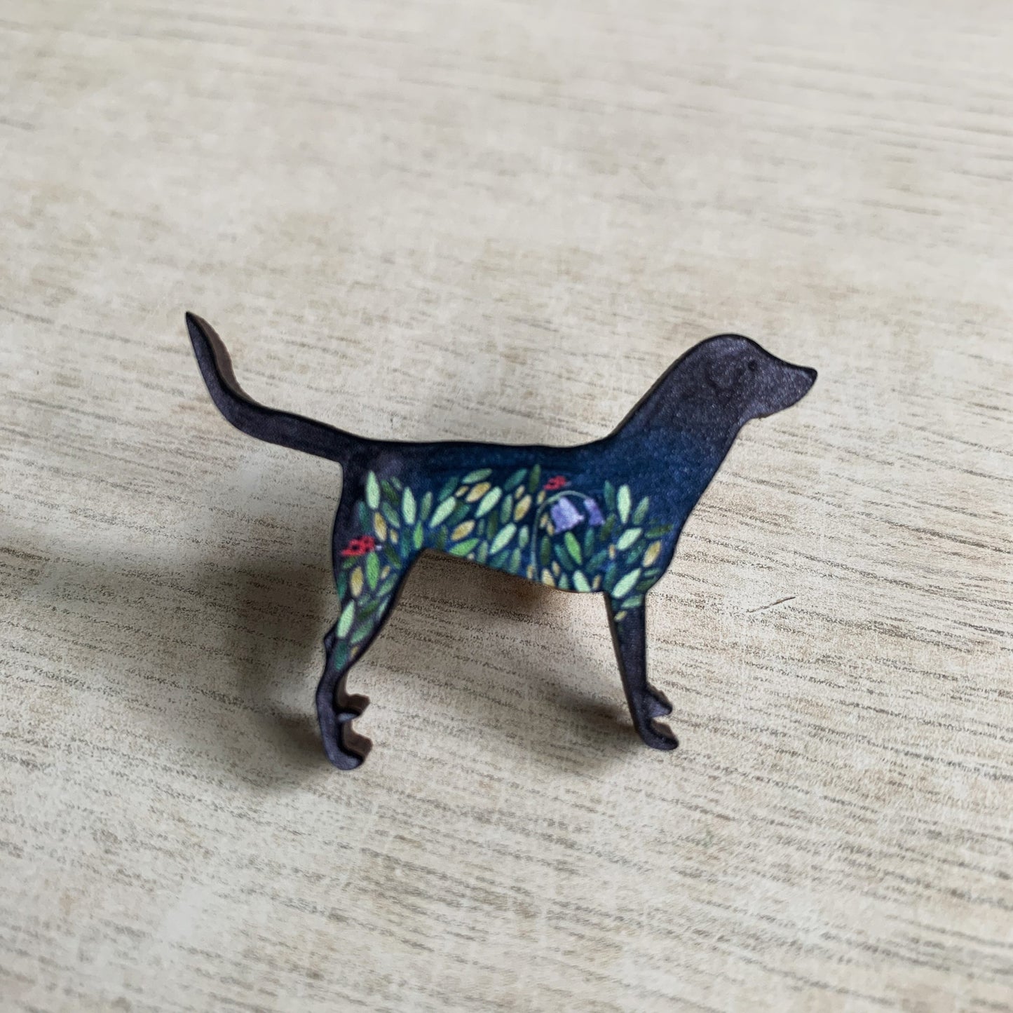 Black Labrador Wooden Pin