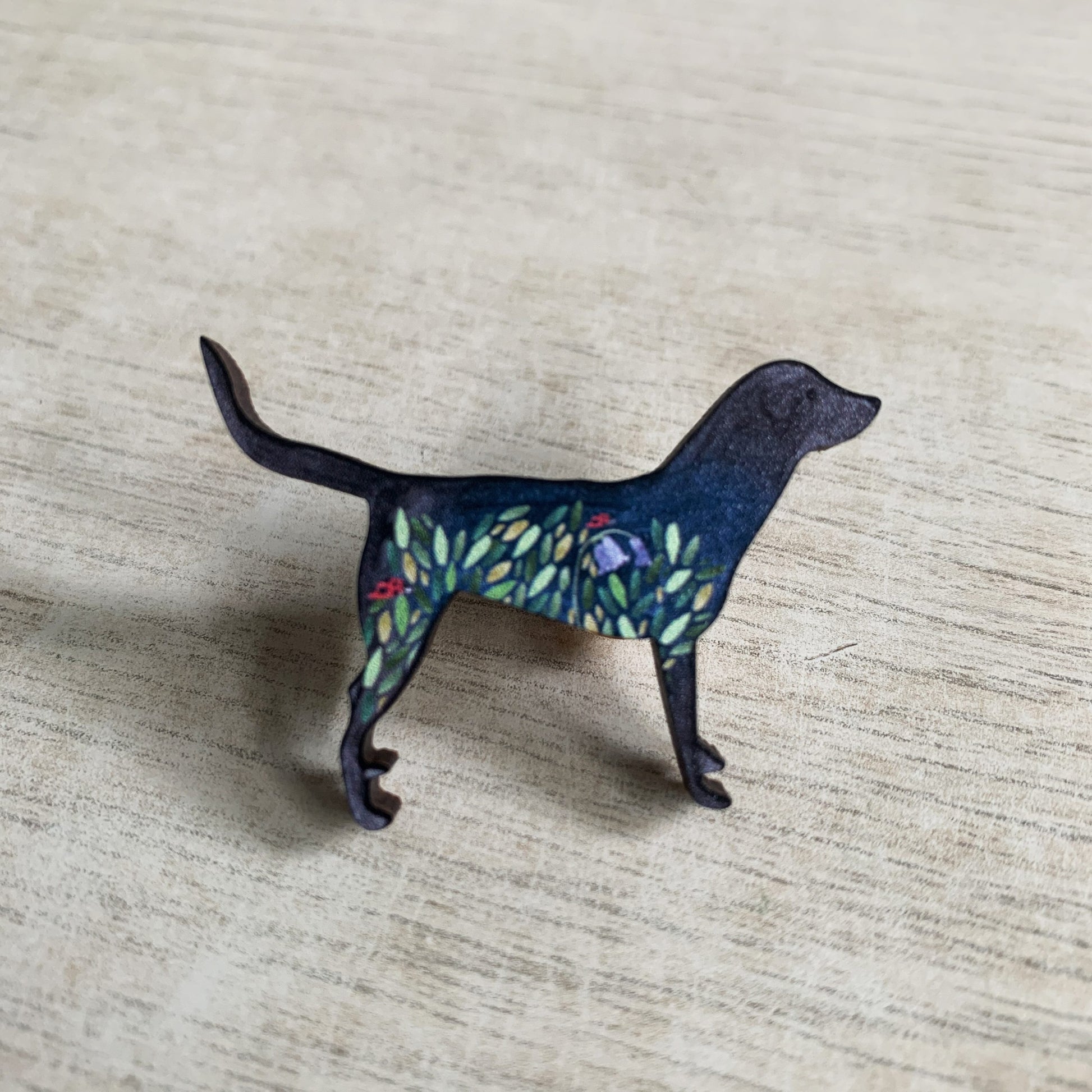 Black Labrador Wooden Pin