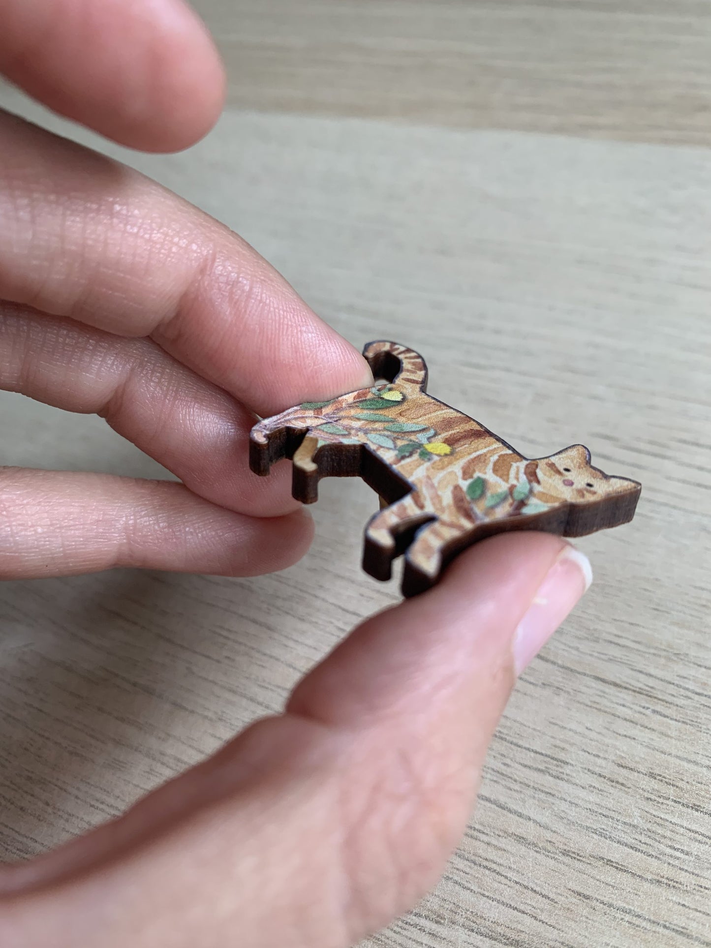 Tabby Cat Wooden Pin