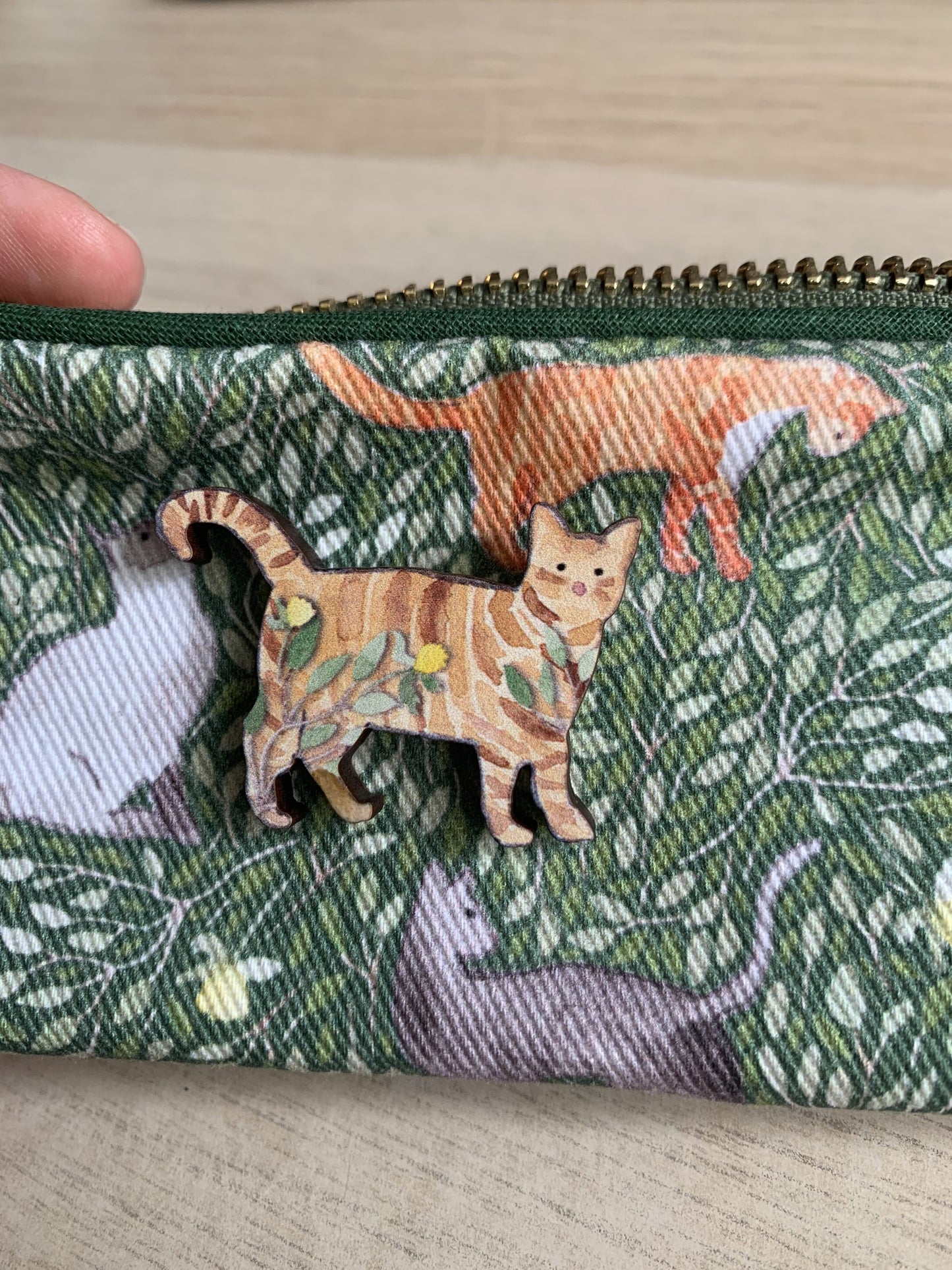 Tabby Cat Wooden Pin