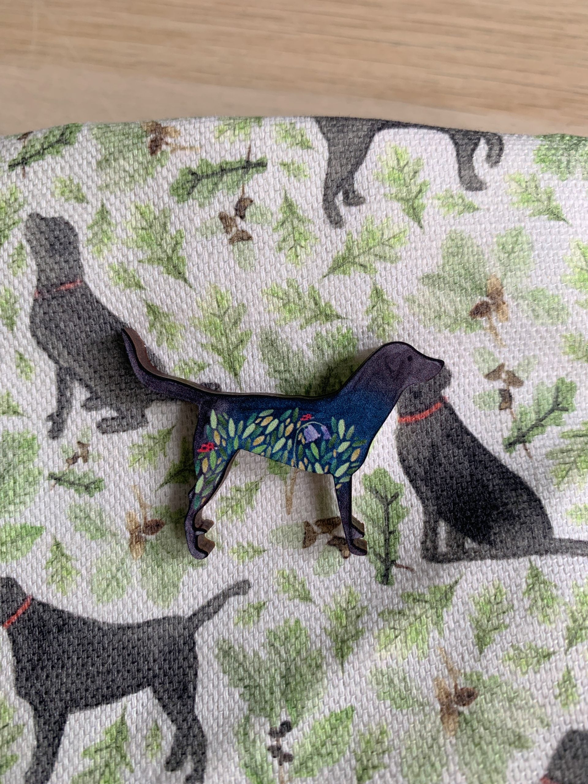 Black Labrador Wooden Pin