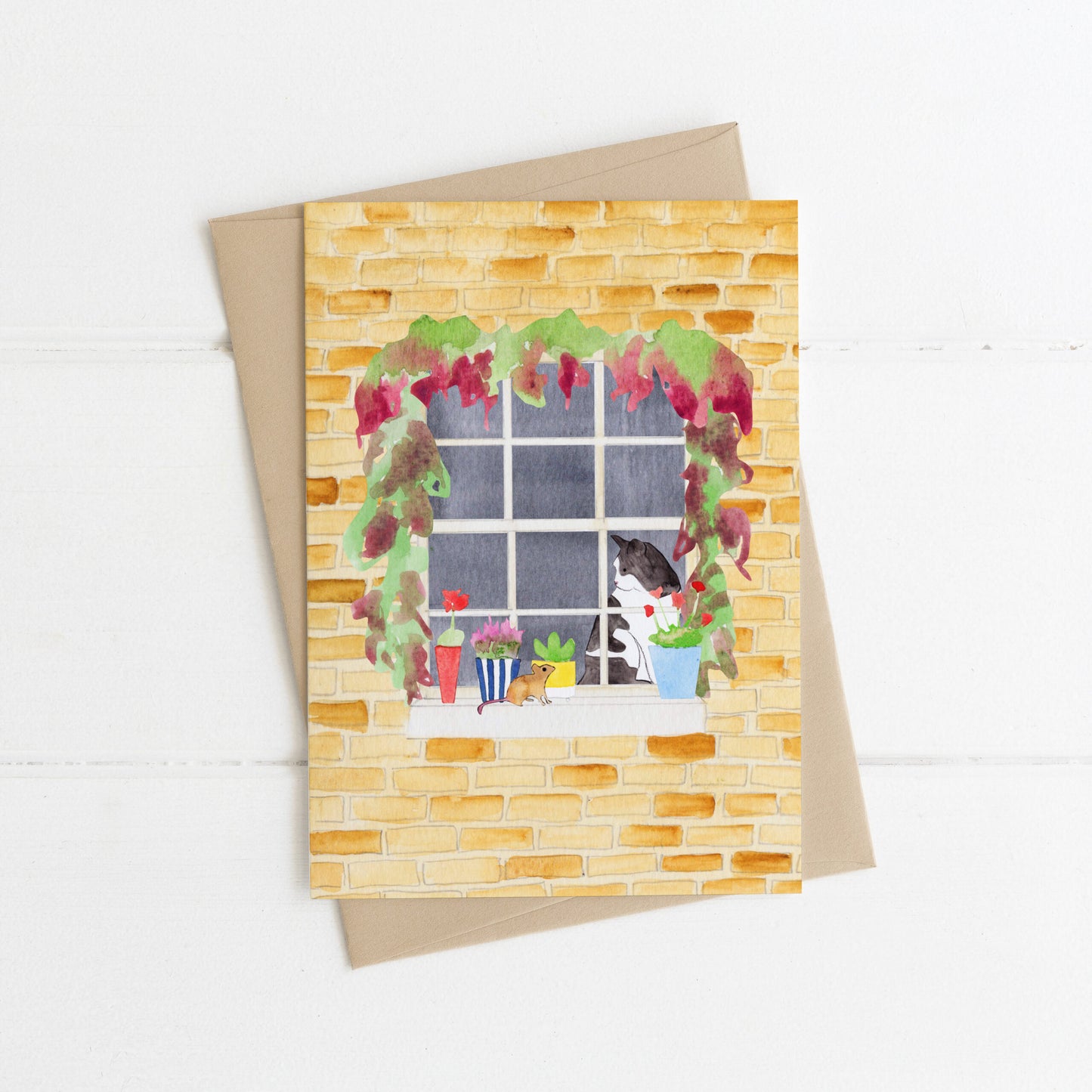 Cat and mouse greeting card