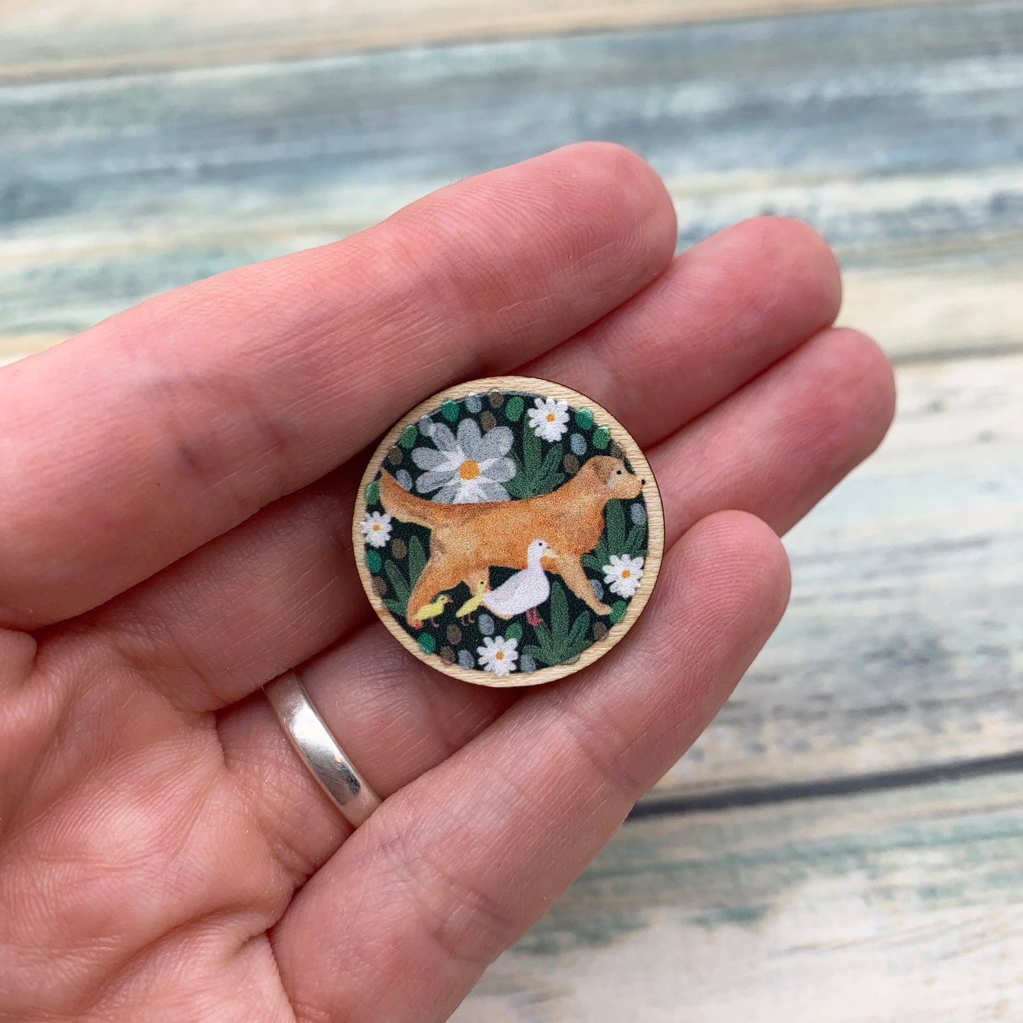 Golden Retriever wooden pin