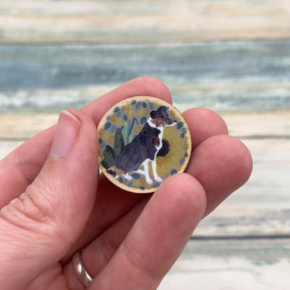 Border Collie Wooden Pin
