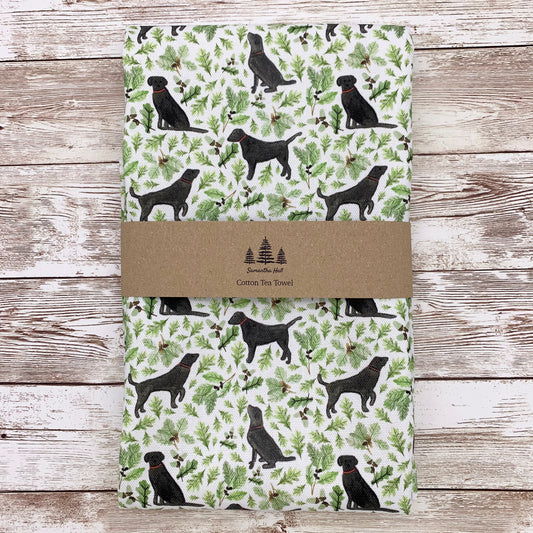 Black Labrador Tea Towel