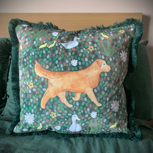 Golden Retriever Velvet Cushion