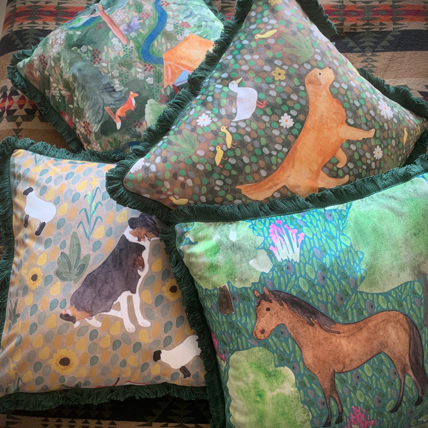 Border Collie Velvet Cushion