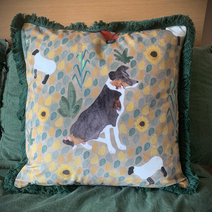 Border Collie Velvet Cushion