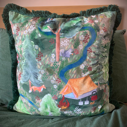 Wild Camping Velvet Cushion