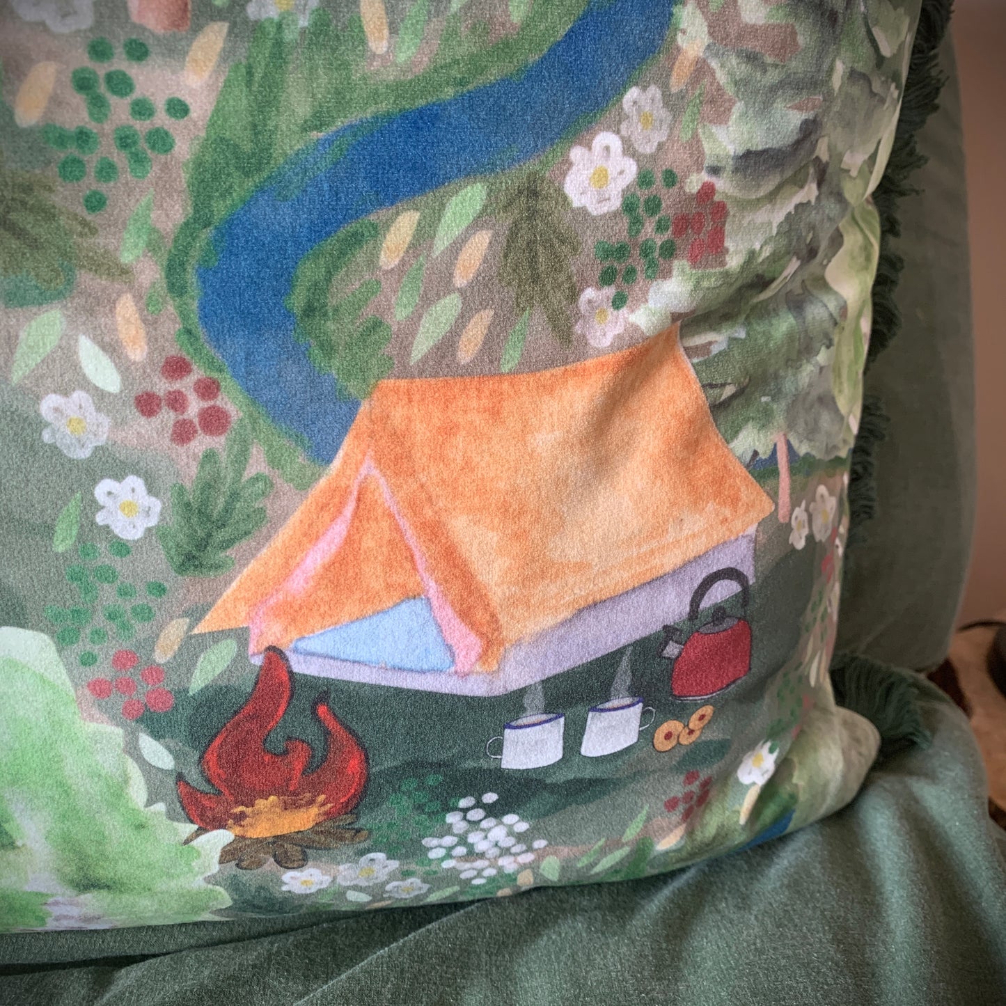 Wild Camping Velvet Cushion