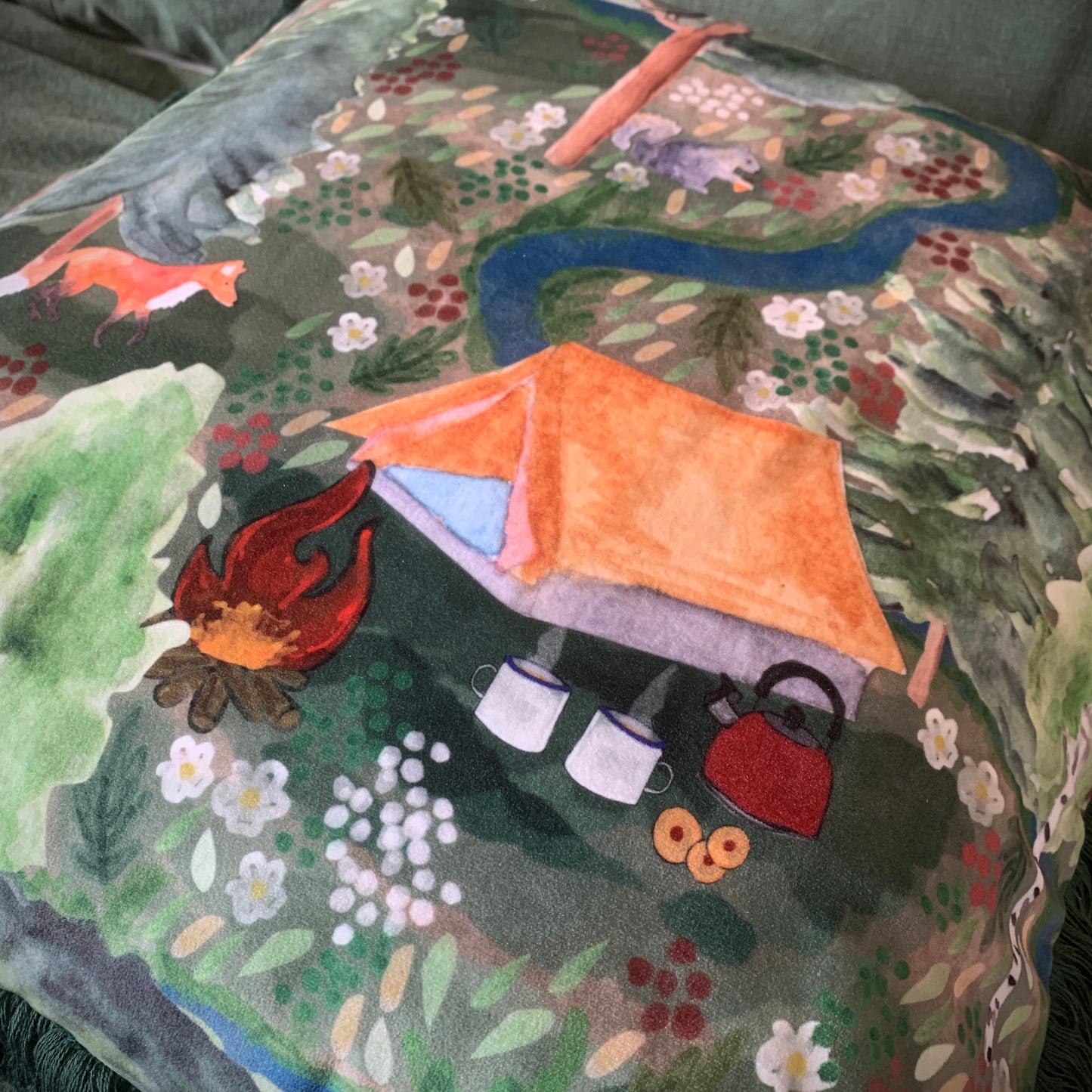 Wild Camping Velvet Cushion