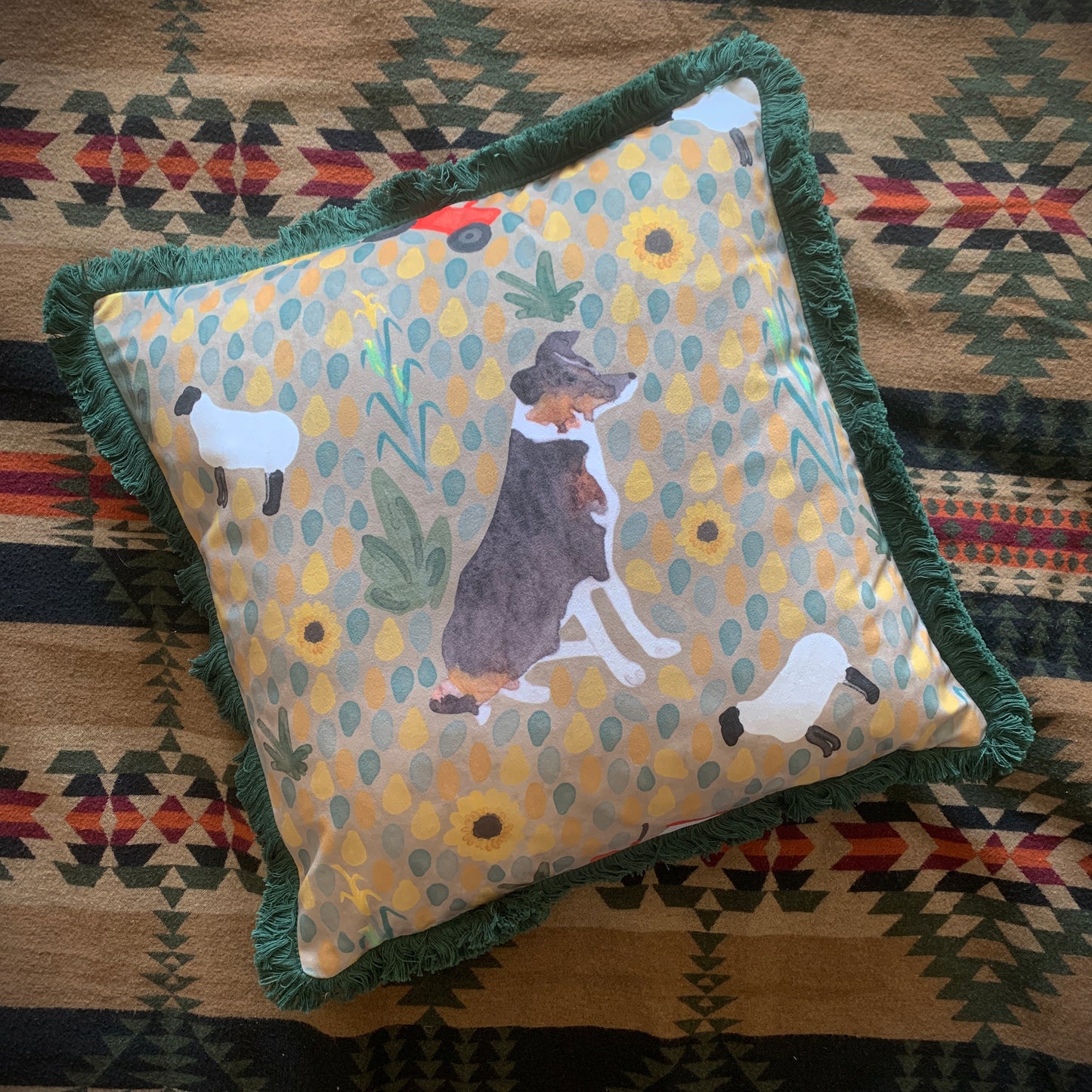 Border Collie Velvet Cushion