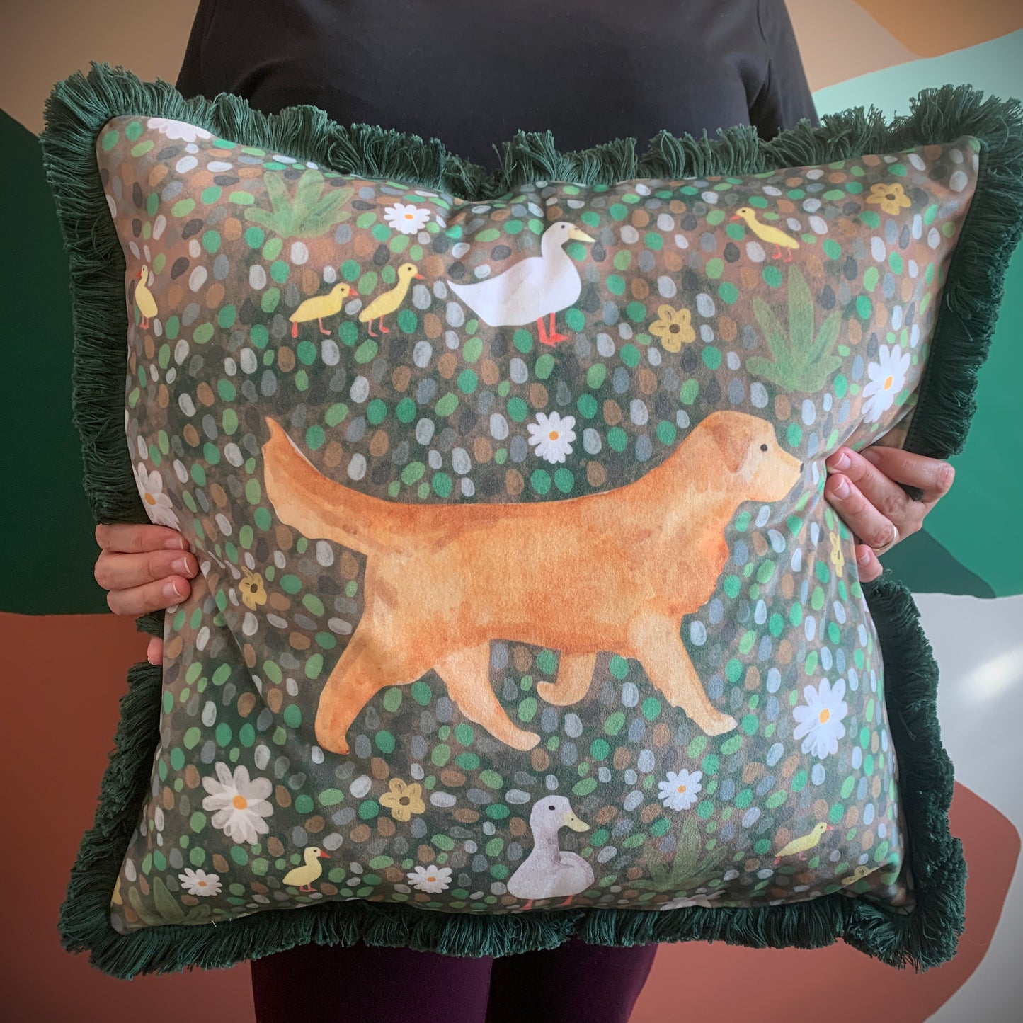 Golden Retriever Velvet Cushion