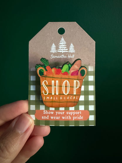 Shop Local Wooden Brooch