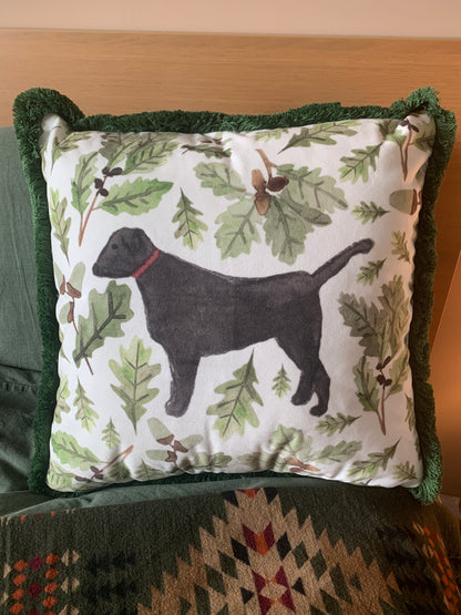 Black Labrador Velvet Cushion