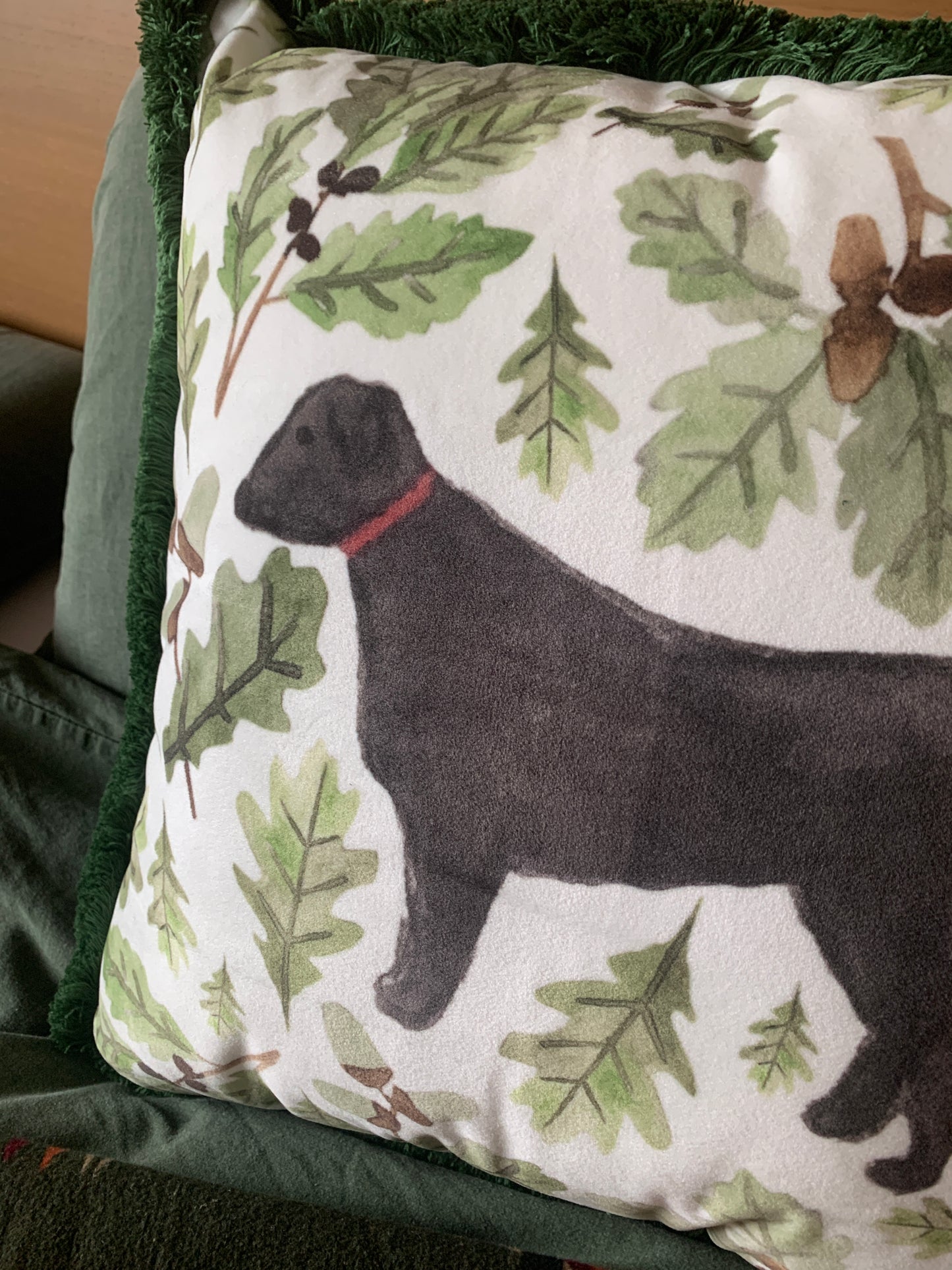 Black Labrador Velvet Cushion