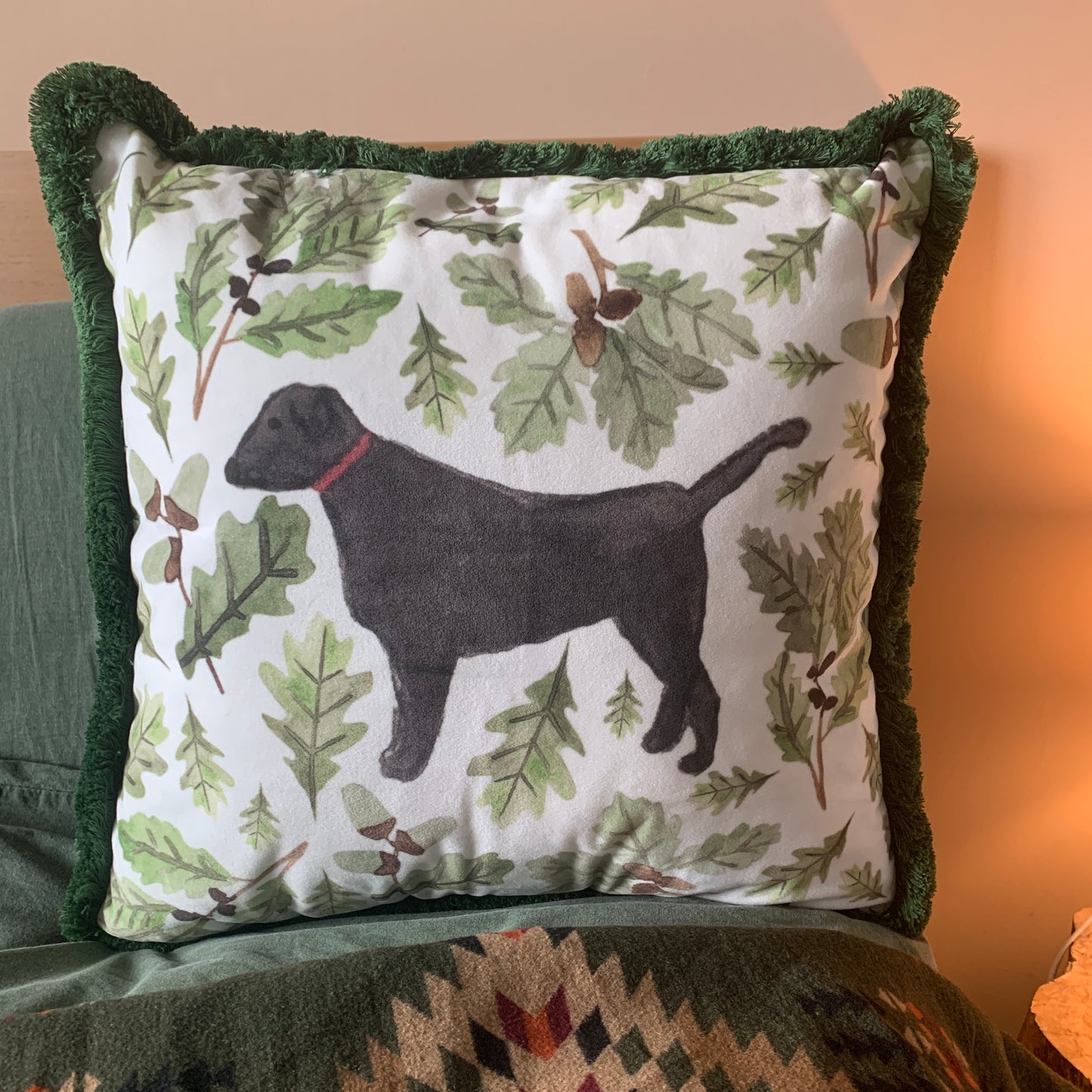 Black Labrador Velvet Cushion