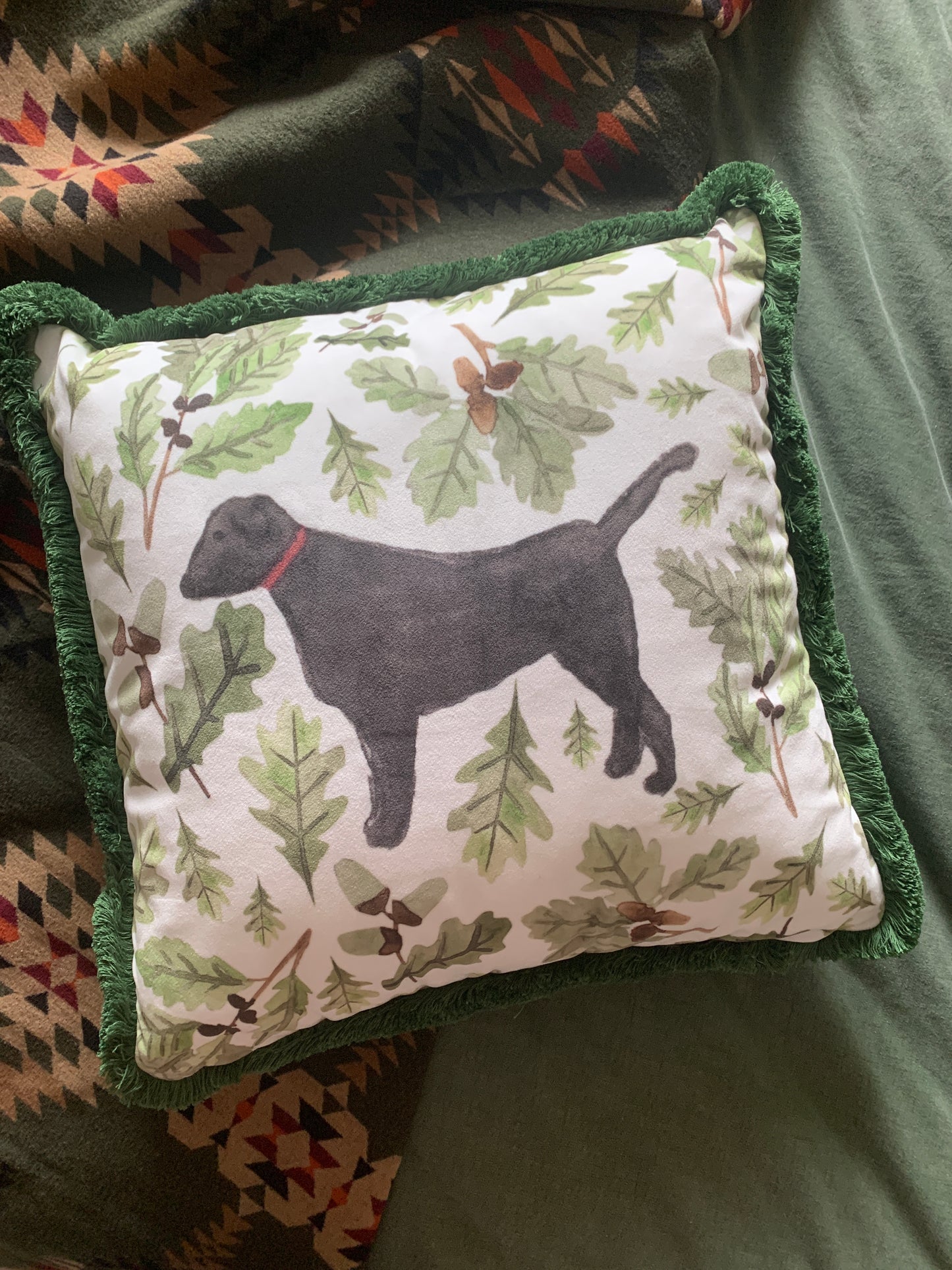 Black Labrador Velvet Cushion