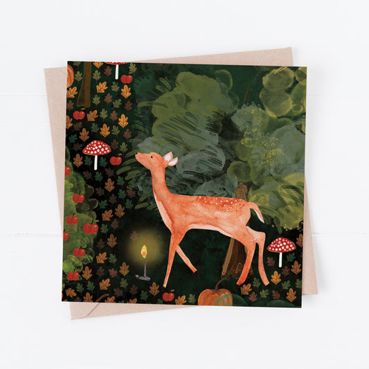 Deer by Candlelight Greeting Card