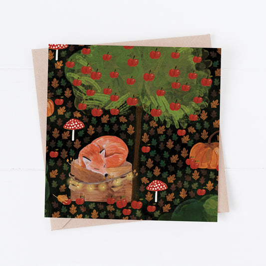 Sleepy Fox Greeting Card