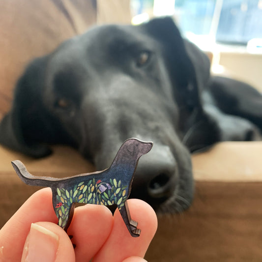 Black Labrador Wooden Pin