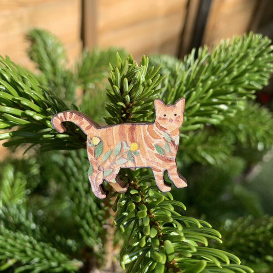 Tabby Cat wooden pin