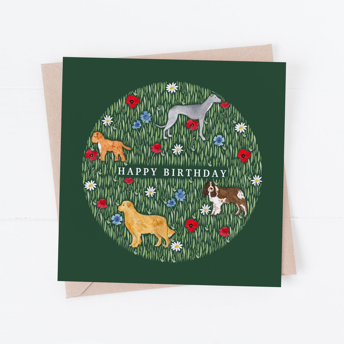 Wildflower Walkies dog happy birthday card