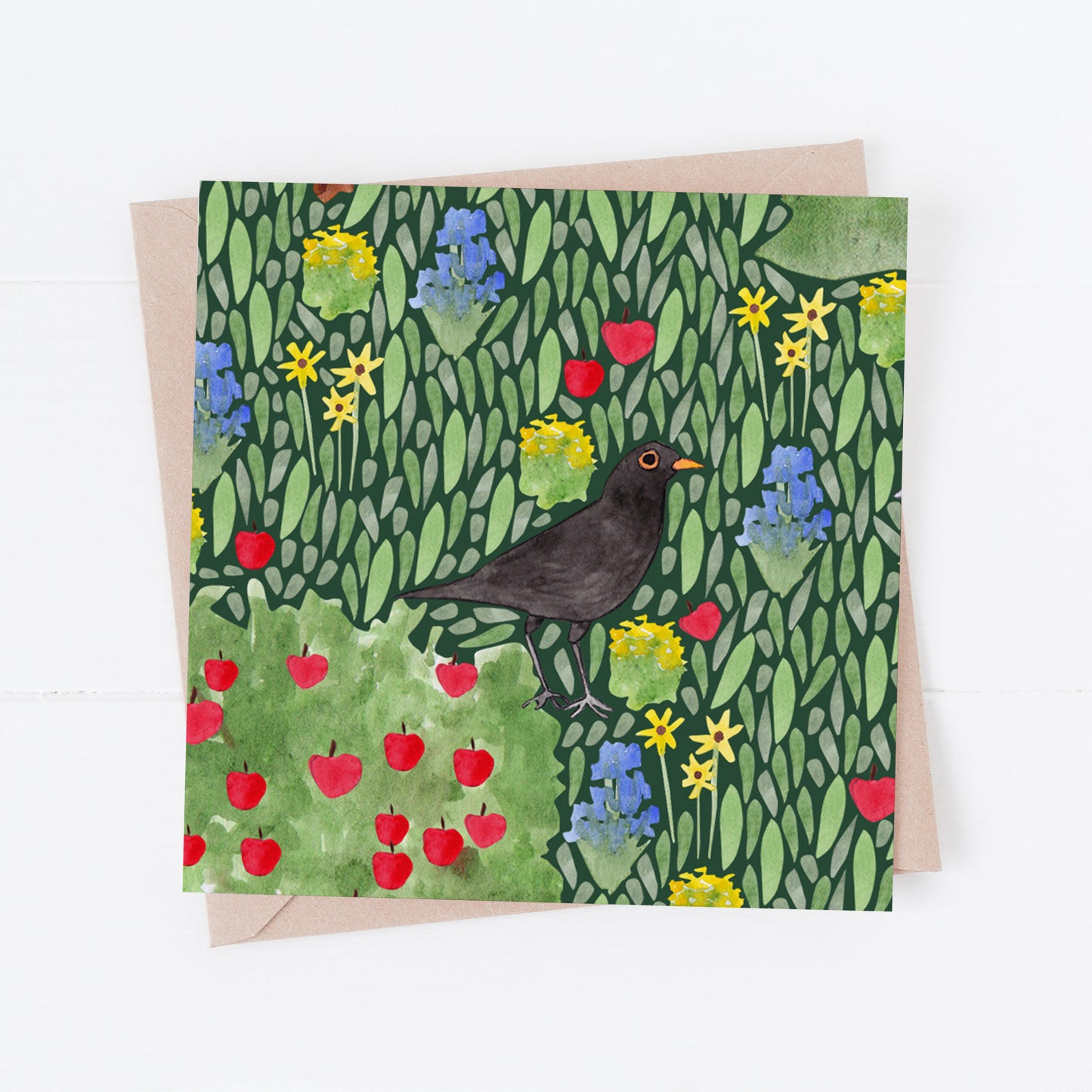 Black bird greeting card